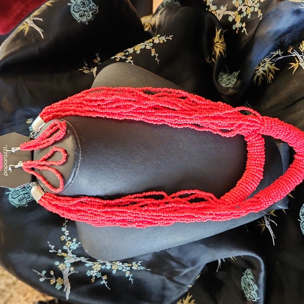 Paparazzi Red Seed Bead Necklace Set